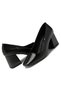 Women's Black Striped Textured Blunt Toe Casual and Classic Heeled Shoes - 4