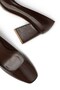 Women's Brown Striped Textured Blunt Toe Casual and Classic Heeled Shoes - 6