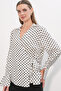 Women's Double-Breasted Polka Dot Blouse 40036 - B.White - 2