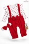 Baby Girl Set: Jumpsuit with Heart Pattern and Bow Detail, Bandana Included - 3