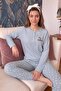 Blue Giraffe Patterned Waffle Soft Long Sleeve Women's Pajama Set - 2