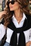 Women's Knitwear Shawl Shoulder Scarf Knitted Shawl with Tie - 2