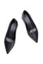 Women's Black Faux Leather Open Back Short Thick Heeled Comfortable Evening Dress Stiletto - 4
