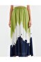 8025 Patterned Long Viscose Skirt - Green - 3