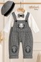Baby Boy 4-Piece Set Teddy Bear Detailed Salopet Bow Tie T-Shirt and Hat 0 3 6 9 12 Months - 7