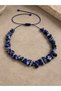 Lapis Lazuli Natural Stone Necklace with Large Cracked Stones, Handmade, Adjustable, Special Design, with Box - 5