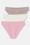Ecru / Mink / Pink 3-Piece Cotton Lace Regular Waist Slip Panties - 2