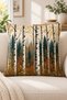 Autumn Botanical Patterned Decorative Throw Pillow Cover Birch Forest, Leaf and Fern 43X43 Cm– (Double Sided) - 4