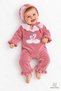 Baby Girl Jumpsuit with Swan Embroidery, Lace Collar, Velvet Jumpsuit with Hat, Premium Product, Set of 2 - 2