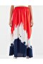 8025 patterned long viscose skirt - red - 2