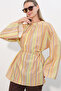 Women's Striped Lace-Up Oversized Tunic 50009 - Yellow - 2