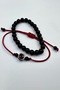 Burgundy Paracord Macrame Locked & Crimped Natural Stone Black Bracelet Set 2 Pieces