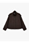 Reglan Long Sleeve Tie-Waist Stand Collar Gabardine Jacket