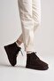Thick Sole Boots with Plush Lacing Detail on the Inside, Light Brown - 2