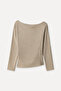 Women's Mink Color Fitted Boat Neck Sweater - 2