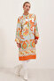 5903 patterned viscose dress - orange - 2