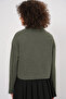 55449 Zippered Collar Knitted Sweatshirt - Khaki - 4