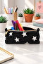 Star Patterned Pencil Case with Gold Detail Zipper Bag – Soft Textured Makeup and Organizer Bag Multi-Purpose - 2