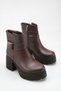 Women's Comfortable High Heeled Boots with Zipper and Buckle Detail - 4