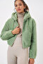 5193 Hooded Plush Crop Jacket - E.Green - 3