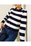 Women's Striped Buttoned Collar Knitwear Cardigan - 4