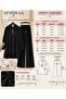 Women's Sim Detailed Modal Fabric Comfortable Fit Black Hijab Tunic Pants Set - 4