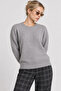 Wool Blend Oversize Knitwear Sweater 4270 Lki̇0062 Gray - 4