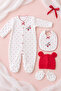 Red Dinosaur Baby Girl 8-Piece Hospital Release – 100% Cotton Bodysuit Set & Newborn Set - 2