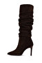 Women's Brown Thin Heeled Suede Leather Boots Wf160016Ds - 3