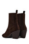 Women's Brown Thick Heeled Suede Leather Cowboy Boots Af190031Ds - 8