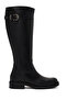 Women's Black Zippered Thick Soled Leather Boots Wf190049Dv