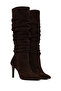 Women's Brown Thin Heeled Suede Leather Boots Wf160016Ds - 2