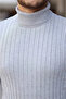 Men's Turtleneck Full-Throated Thick Ribbed Regular Fit Knitwear Sweater - Gray - 2