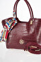 Croco Pattern Handbag Claret Red - 5