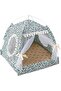 2-in-1 Cat Cave Bed and Tent for Indoor Cats,Leopard Green Pet House with Removable Washable Cushion