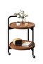 2-Tier Round Side Table with Rolling Casters,Mid Century Modern Walnut Finish Coffee Table,Movable Bedside and Sofa End Table