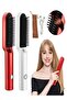 Ionic Hair Straightening Brush,Fast Heating Salon Flat Iron Brush for Smooth and Shiny Hair,White