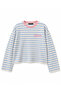 Women's Striped Oversize Long Sleeve Crew Neck Printed Sweatshirt - 3