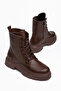 Women's Brown Lace-Up Boots Thick Soled Zippered Winter Casual Stylish Boots 66 - 4