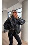 Stand Collar Bomber Leather Jacket - 3