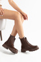 Women's Brown Lace-Up Boots Thick Soled Zippered Winter Casual Stylish Boots 66 - 2