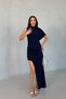 Navy Blue Zero Sleeve Dress with Tail Detail