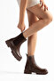 Women's Brown Chelsea Boots Thick Soled Zippered Winter Casual Stylish Boots 77 - 2