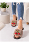 Cerise Cherry Detailed Plush Women's House Slippers Soft Sole Gift Dowry House Slippers Stc1363 - 4