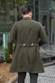 Khaki Men's Gold Buttoned Belted Double-Breasted Cashmere Coat - 3