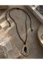 Éclat Nocturne Navy Blue Stone Detailed Gold Framed Necklace - 4