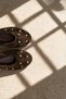 Lyna Brown Women's Genuine Leather Suede Metal Trok Detailed Ballerina Shoes - 4