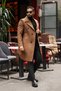 Men's Tan Double Breasted Stamp Coat - 3