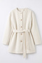Buttoned Front Fox Fur Coat 50719 - White - 5