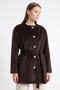 Buttoned Front Fox Fur Coat 50719 - Brown